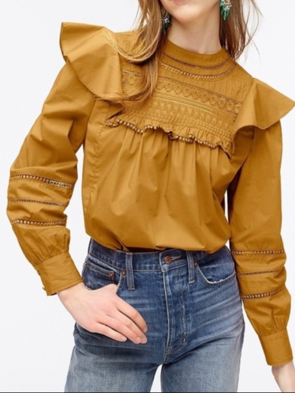 J. Crew Crochet Lace Ruffle Top